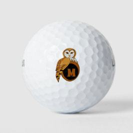 Elegant Barn Owl Monogram Golfball