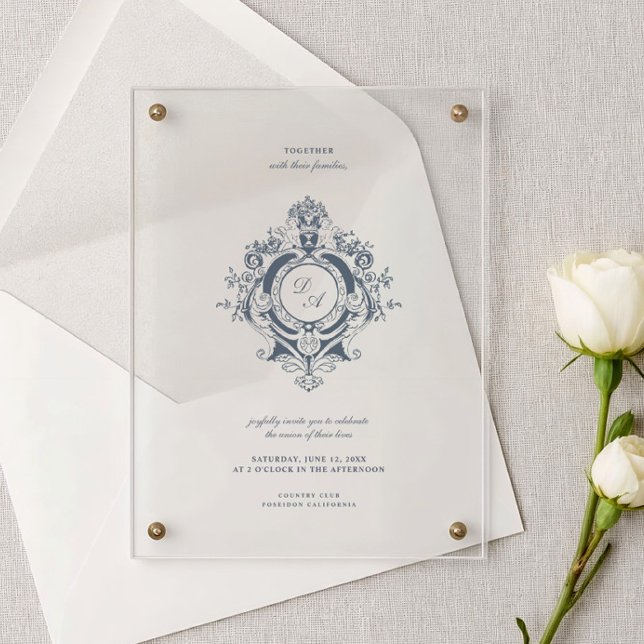 Elegant Baroque Crest Wedding Acrylic Invitation Acryleinladungen (Von Creator hochgeladen)