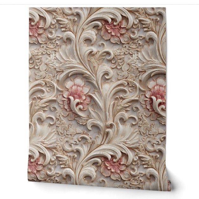 Elegant Baroque Floral Relief Tapete (Abrollen)