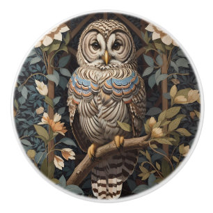 Elegant Barred Owl William Morris Inspiriert Keramikknauf