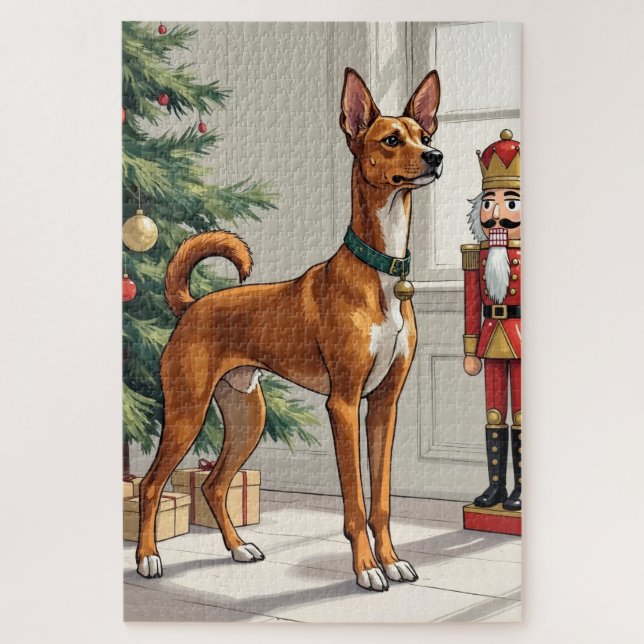 Elegant Basenji Dog Nutcracker Modern Christmas (Vertikal)