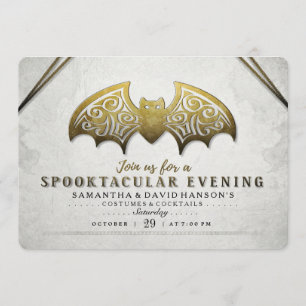 Elégant Bat Blanc Or Spooktacular Invitation du so