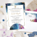 Elegant Bat Mitzvah Celestial Watercolor Einladung<br><div class="desc">Freuen Sie sich auf Freunde und Familie mit diesem schönen und eleganten Celestial-Thema Bat Mitzvah Einladung! Design mit zarten Aquarellfarben-Flecken, die einen zauberhaften himmlischen Hintergrund schaffen. Die Möglichkeit, Ihre Zeremonie und Empfang, Mittag, Abendessen oder Party Details hinzuzufügen! Wasserfarbene Himmelskarte mit Sternbildern am unteren Rand. Imitate goldene Folie Stern von David,...</div>