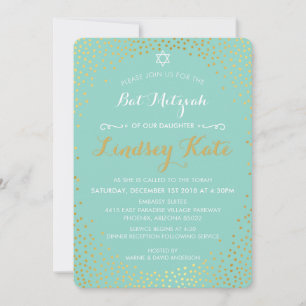 ELEGANT BAT MITZVAH Mini rustikale Goldpuppe Einladung