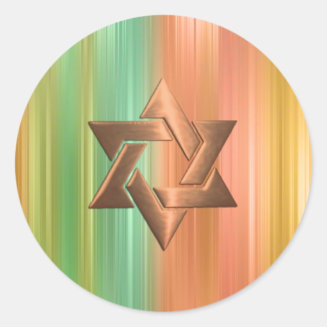 Elegant Bat Mitzvah Peach und Grüner Streifen Runder Aufkleber (Vorderseite)