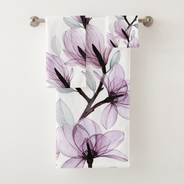 Elegant bathroom towel set with a floral design  (Insitu)