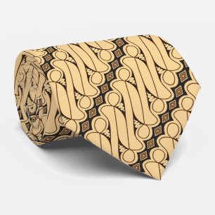 Elegant Batik Parang Rusak Beige Muster Krawatte