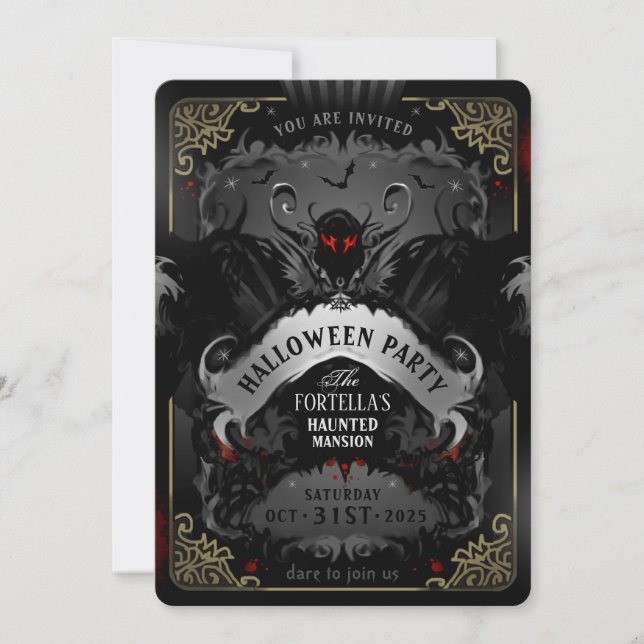 Elégant Batty Delight Invitation de la fête d'Hall (Devant)