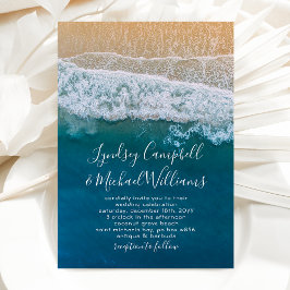 Elegant Beach Blue Ocean Wedding Einladung