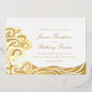 Elégant Beach Destination Foil Invitation