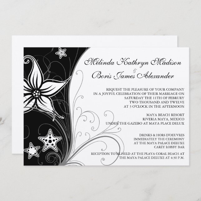 Elégant Beach Destination Wedding Invitations à th (Devant / Derrière)