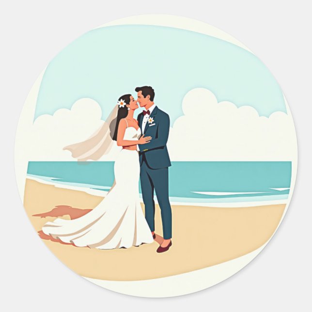 Elegant Beach Kiss Sticker (Vorderseite)