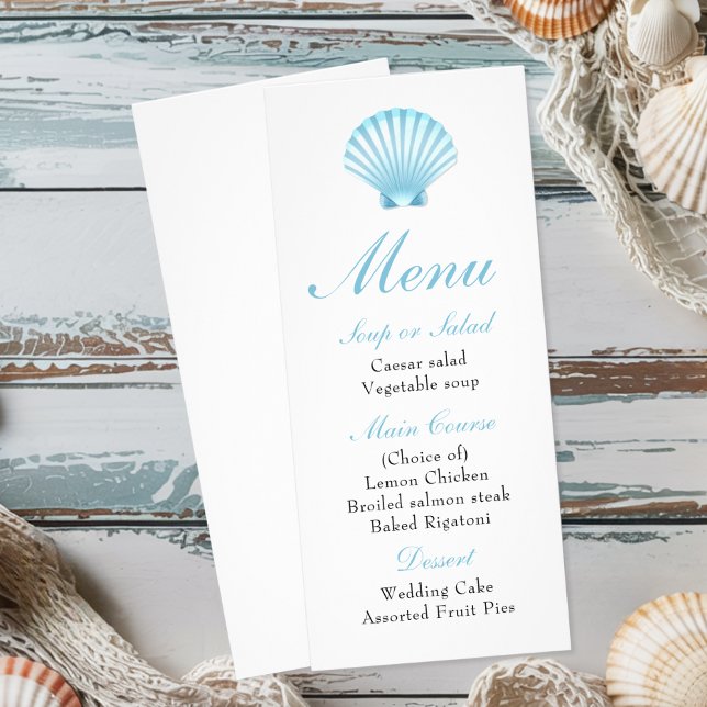Elégant Beach Nautical Seashell Menu Mariage (Créateur téléchargé)