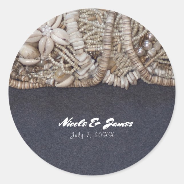 Elegant Beach Puka Muscheln Hawaiianische Gastgesc Runder Aufkleber (Vorderseite)