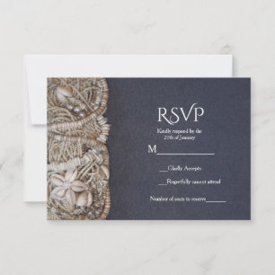 Elegant Beach Puka Muscheln Hochzeit RSVP Card Karte