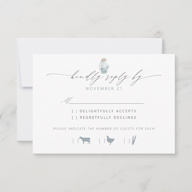 Elegant Beach Seashell Script Wedding RSVP Karte (Vorderseite)