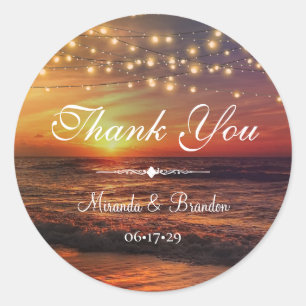 Elegant Beach String Lights Summer Vielen Dank Runder Aufkleber