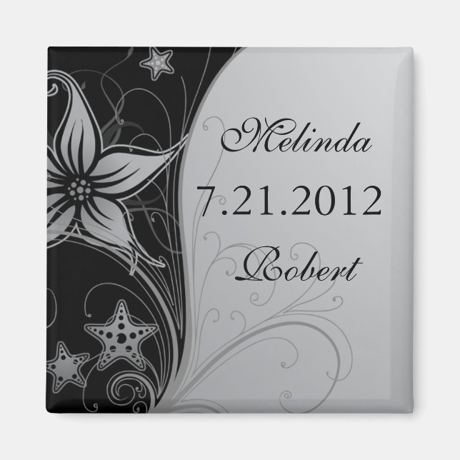 Elegant Beach Themed Speichern Sie die Datumsmagne Magnet (Vorne)