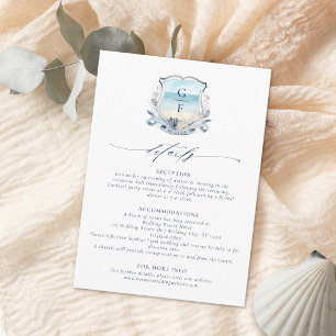 Elegant Beach Wappen Monogram Wedding Details Begleitkarte