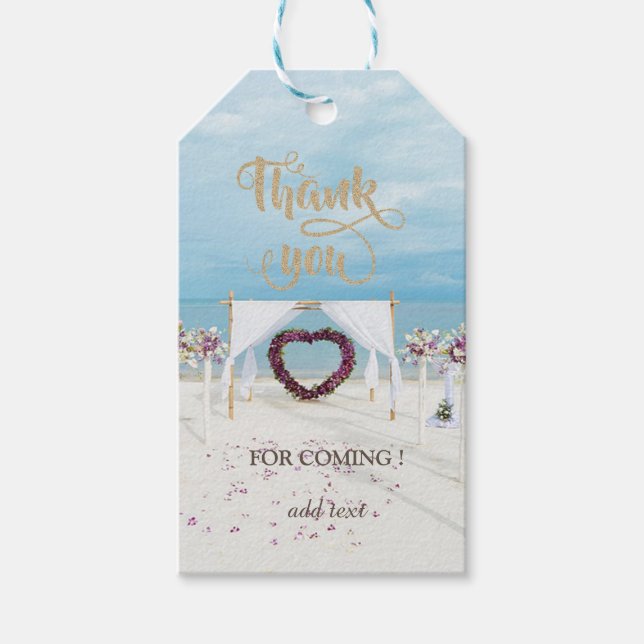 Elegant Beach Wedding Floral Arbor Vielen Dank Geschenkanhänger (Vorderseite)