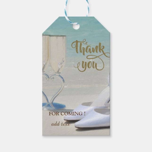 Elegant Beach Wedding Glass, High Hells Danke Geschenkanhänger (Vorderseite)