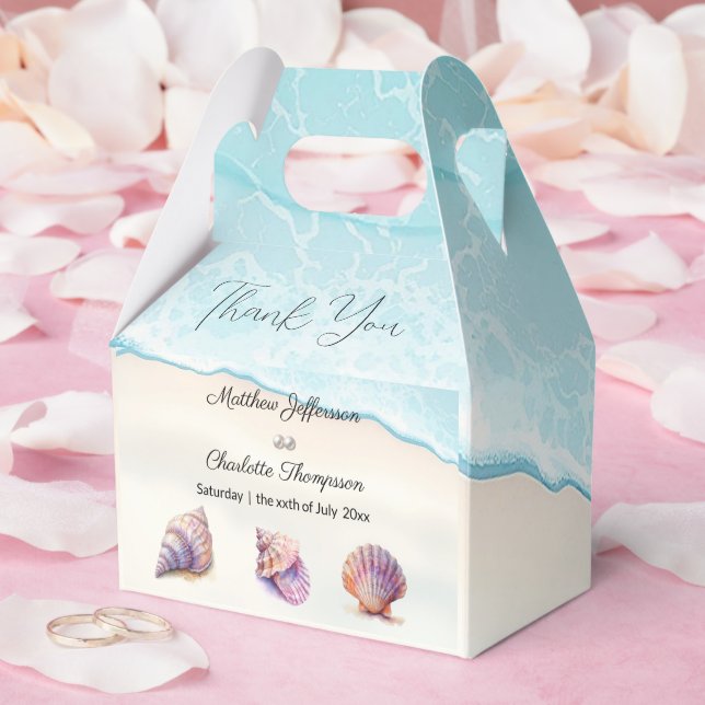 Elegant Beach Wedding Seashells Pearls Nautical Geschenkschachtel (Hochzeit)