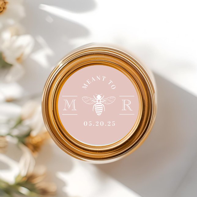 Elegant Beant Honey Gastgeschenk Hochzeit Rosa Runder Aufkleber (Von Creator hochgeladen)
