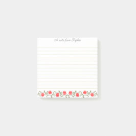 Elegant bearbeitbare rote goldene florale Stoffkle Post-it Klebezettel