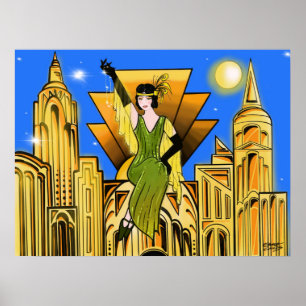 Elegant Beautiful Art Deco inspired Poster
