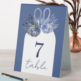 Elegant Beautiful Blue Boho Swan Watercolor Tischaufsteller