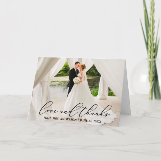 Elegant Beautiful Calligraphy Liebe Danke Fold (Vorderseite)