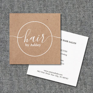 Elegant bedruckte Kraft-Weiß-Kreis-Friseur  Quadratische Visitenkarte