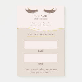 Elegant beige and gold Lash appointment Post-it Klebezettel