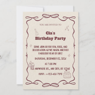 "Elegant Beige Birthday Party Invite" Einladung
