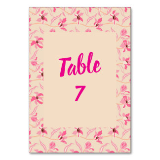 Elegant Beige & Blush Pink Floral Wedding Tischnummer