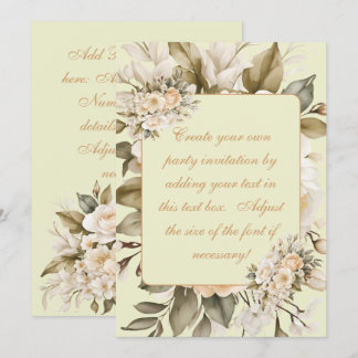 Elegant Beige Boho Floral Birthday Invitation Einladung