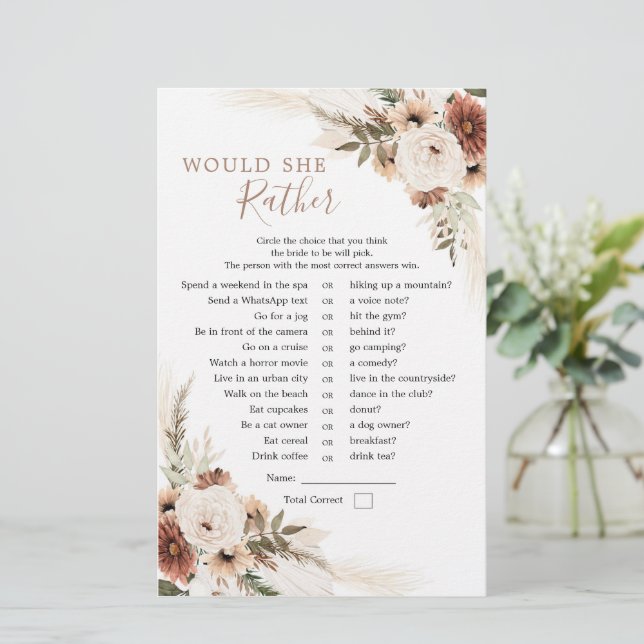 Elegant Beige Boho Pampas Grass würde sie eher (Stehend Vorderseite)