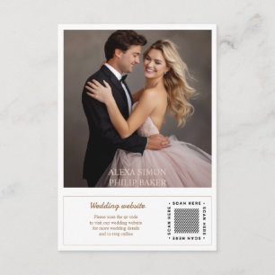 Elegant Beige Bordered Foto Hochzeit Begleitkarte