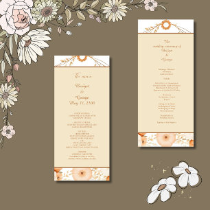 Elégant Beige Floral Bordure menu & programme
