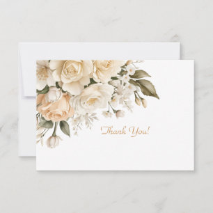 Elegant Beige Floral Bouquet Flat Mitteilungskarte