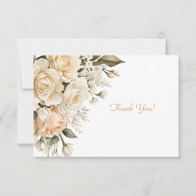 Elegant Beige Floral Bouquet Flat Mitteilungskarte (Vorderseite)