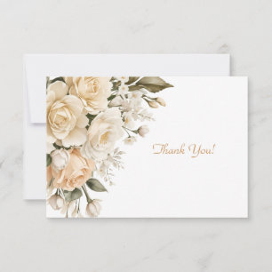 Elegant Beige Floral Bouquet Flat Mitteilungskarte