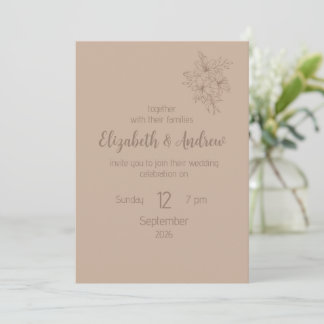 Elegant Beige Floral Wedding Invitation (style 2)
