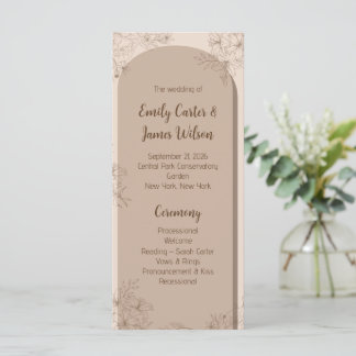 Elegant Beige Floral Wedding Programm