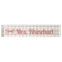 Elegant Beige Gingham mit Bow Accent Custom