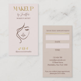 Elegant Beige & Gold Makeup Artist appointment Terminkarte