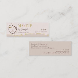 Elegant Beige & Gold Makeup Artist Thank you Card Treuekarte