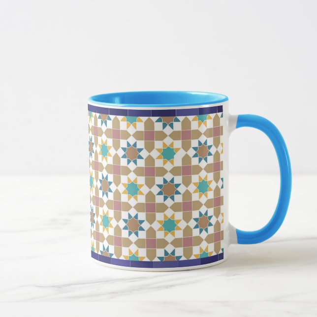 Elegant Beige Green and Red Geometric Pattern Mug (Droite)