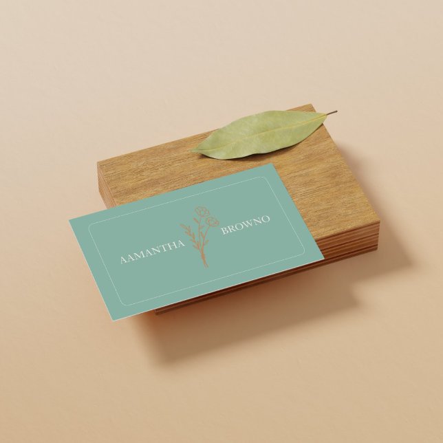 Elegant Beige Green Framed Florist Visitenkarte (Elegant Beige Green Framed Florist Business Card
)