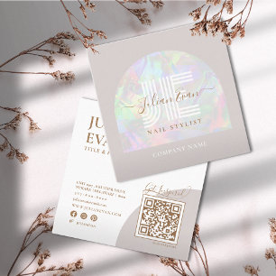 Elegant Beige Holographic Beauty Quadratische Visitenkarte